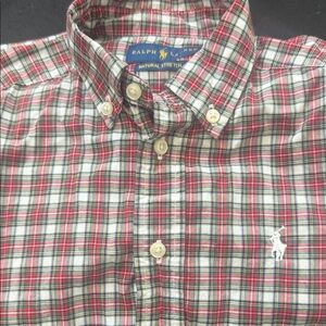 Ralph Lauren Men's Red and Green Plaid Shirt